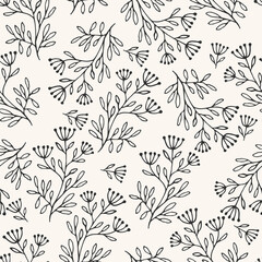 Hand drawn floral seamless pattern. Vector repeat illustration.