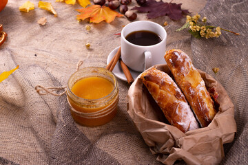 coffee and autumn harvest concept
