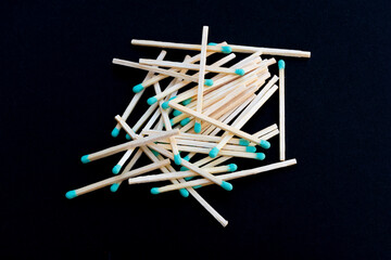 Close up of matches isolated on background with space for writing