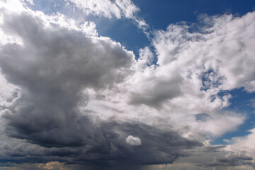 Beautiful clouds in the sky. Floating large clouds