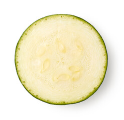 Slice of fresh zucchini isolated on white background