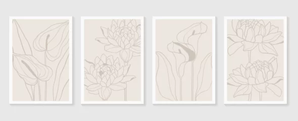 Botanical wall art vector set. Earth tone boho foliage line art drawing with  abstract shape.  Abstract Plant Art design for print, cover, wallpaper, Minimal and  natural wall art. © TWINS DESIGN STUDIO