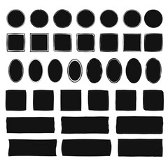 Black rough edge box. Brush background. Set of hand drawn lines. Ink stroke and text dividers.