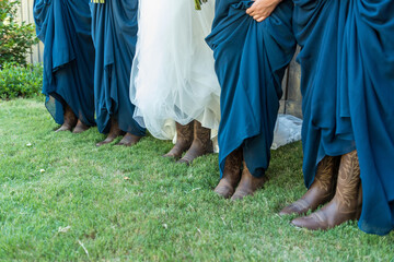Bride and Bridesmaids show off their boots