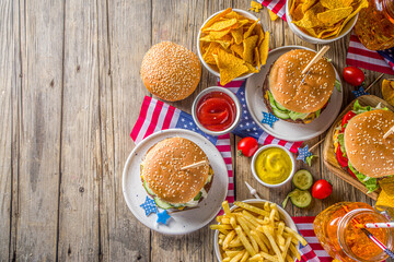 Traditional American Picnic with burgers