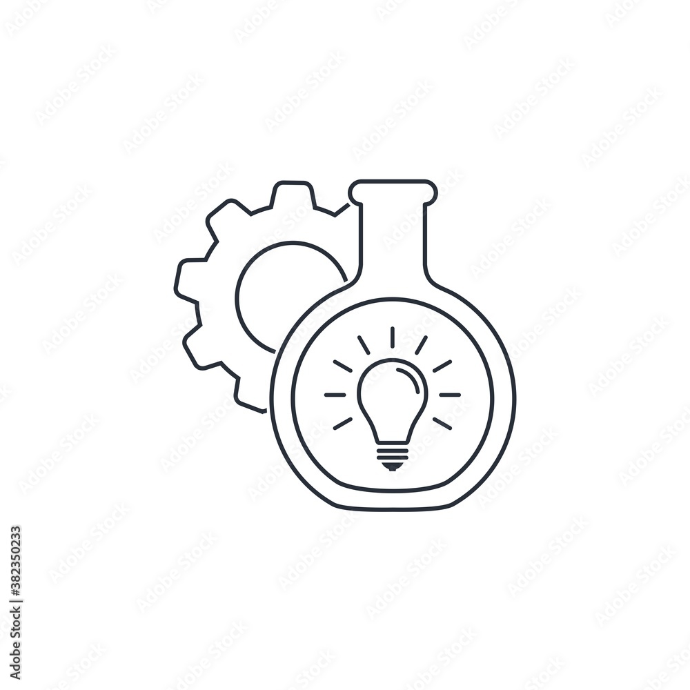 Poster the process of generating ideas. vector linear icon isolated on white background.