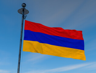 Flag of Armenia on the mast