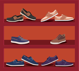 store shoes men 2d illustration