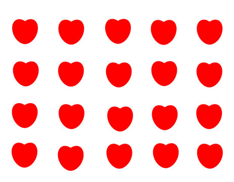 red hearts on white