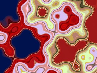 Red yellow blue shapes, abstract background with circles