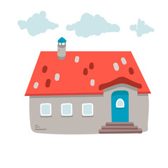 Hand drawn house. Vector sketch illustration. isolated on white