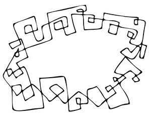 Hand drawn doodle frame. Black vector illustration on white background.