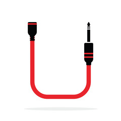 Alphabet U letter logo formed by jack cable or wire. Vector design template elements for your audio, sound or music application or corporate identity. Sign or symbol illustration isolated on white