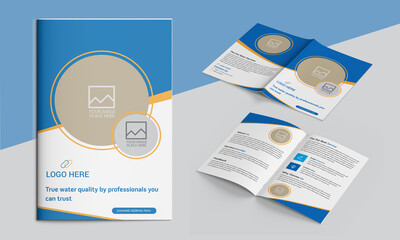 Corporate bifold brochure for your business. Business profile template design, minimal, booklet, editable.
