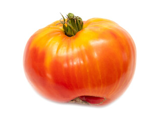 Red ripe tomato isolated on a white background.