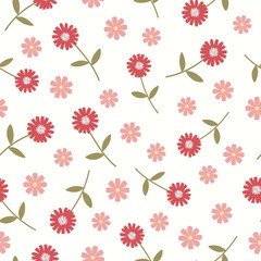 Obraz premium seamless vintage floral pattern. Vector illustration of abstract orange flowers on creamy background. 