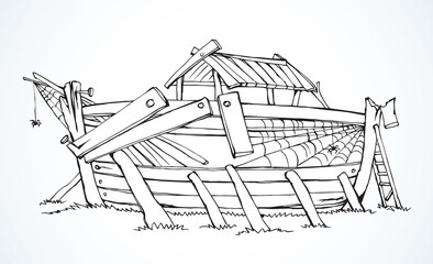 Unfinished Noah's Ark. Vector drawing