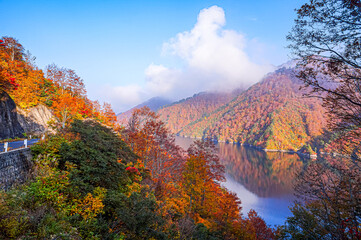 【山が燃えるような紅葉】秘境 奥只見