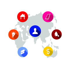 earth and colorful various icon, infographic, necessity, life