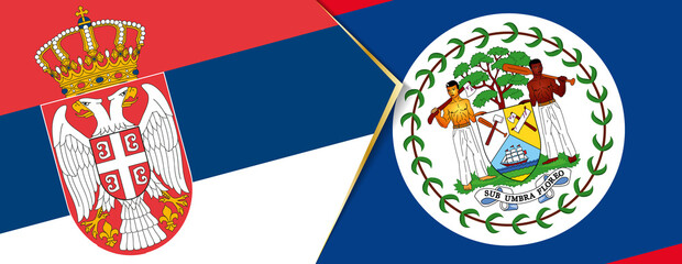 Serbia and Belize flags, two vector flags.