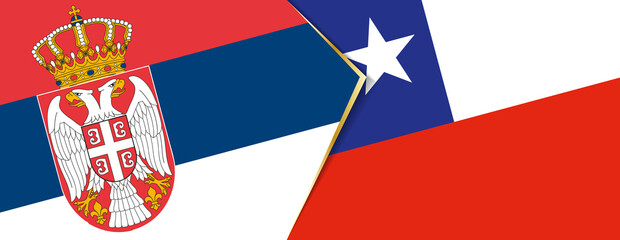 Serbia and Chile flags, two vector flags.