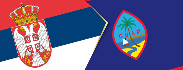 Serbia and Guam flags, two vector flags.