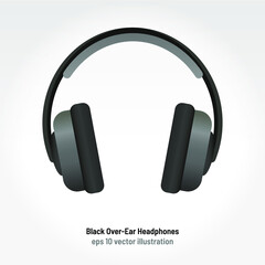 Black headphones vector illustration.