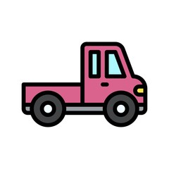 transportation icons related pickup truck for transportation with lights vectors with editable stroke,