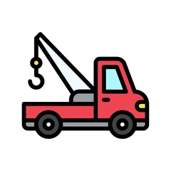 Naklejka na ściany i meble transportation icons related crane truck with lights vectors with editable stroke,