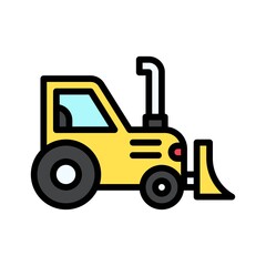 transportation icons related bulldozer truck with tires vectors with editable stroke,