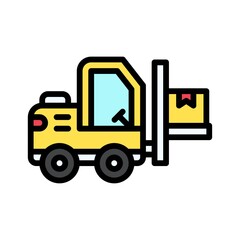 transportation icons related bulldozer truck with box vectors with editable stroke,