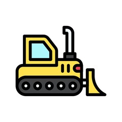 transportation icons related bulldozer truck with tires vectors with editable stroke,