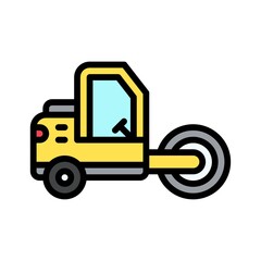 transportation icons related steamroller for construction with roller vectors with editable stroke,