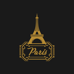 Symbol Paris. Fashion print for female wear. Template for t shirt, apparel, card, poster. Eiffel Tower and heart as symbol of love. Design element. Vector illustration