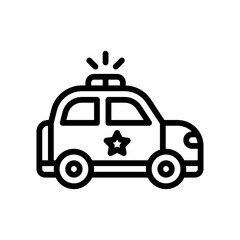 transportation icons related police car with lights and star vectors in lineal style,