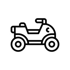 transportation icons related atv car or bike with handle and light vectors in lineal style,