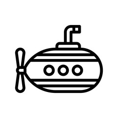 transportation icons related submarine with wings and pipe vectors in lineal style,