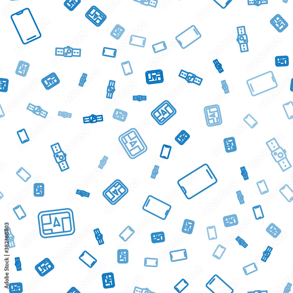 Poster set line gps device with map, smartphone, mobile phone and smartwatch on seamless pattern. vector.