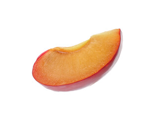 Slice of ripe plum isolated on white