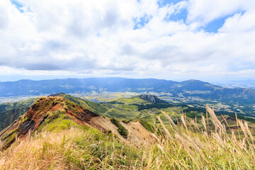 烏帽子岳山頂から見た阿蘇（秋）　熊本県阿蘇市　Aso seen from Mt.Eboshidake Kumamoto-ken Aso city