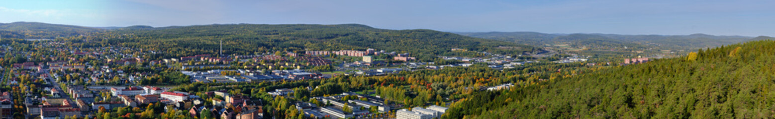 Fototapeta na wymiar panorama of the mountains and town Sundsvall