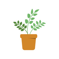 Green plant pot vector isolated illustration