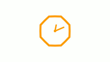 Fototapeta premium Orange color 12 hours counting down clock icon without trick,clock icon