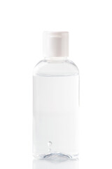 Bottle of sanitizer gel. Hand disinfectant gel isolated on white background. Clipping path