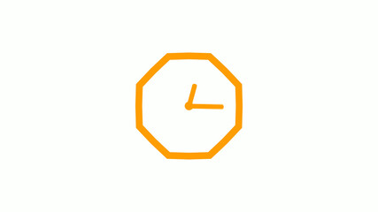 Orange color 12 hours counting down clock icon without trick,clock icon