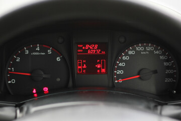 car​ instrument panel, car​ speen  motor of​ night, car​ dashboard​ modern​ automobile...