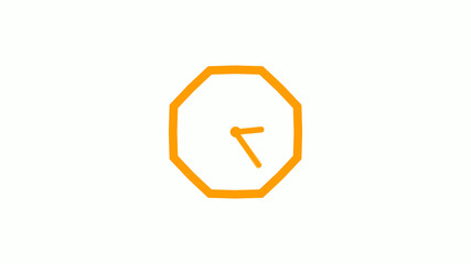Fototapeta premium Orange color counting down 12 hours clock icon on white background,clock icon without trick
