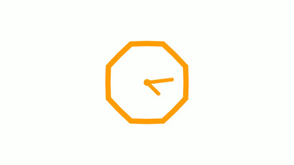 Fototapeta premium Orange color counting down 12 hours clock icon on white background,clock icon without trick