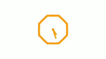 Orange color counting down 12 hours clock icon on white background,clock icon without trick