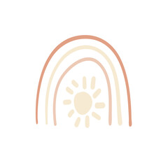 Cute rainbows for children.  With flower,in cartoon style. Isolated on white background. for kids Cute illustration in hand drawn style for posters, prints, cards, fabric, children's books.